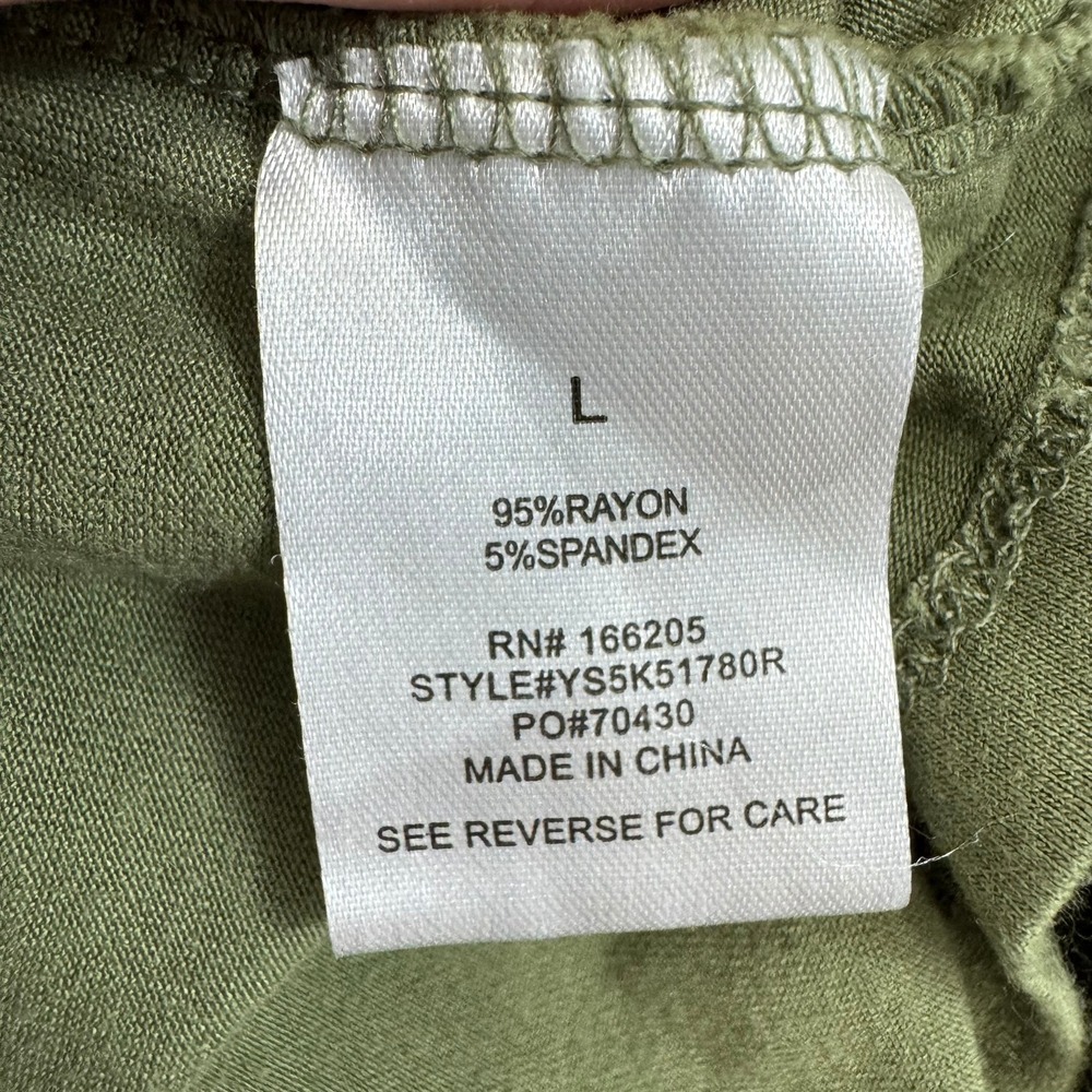 Lucky Brand Womens Tiered Mini Dress Olive Green V-Neck Flutter Sleeve Large - Picture 10 of 10